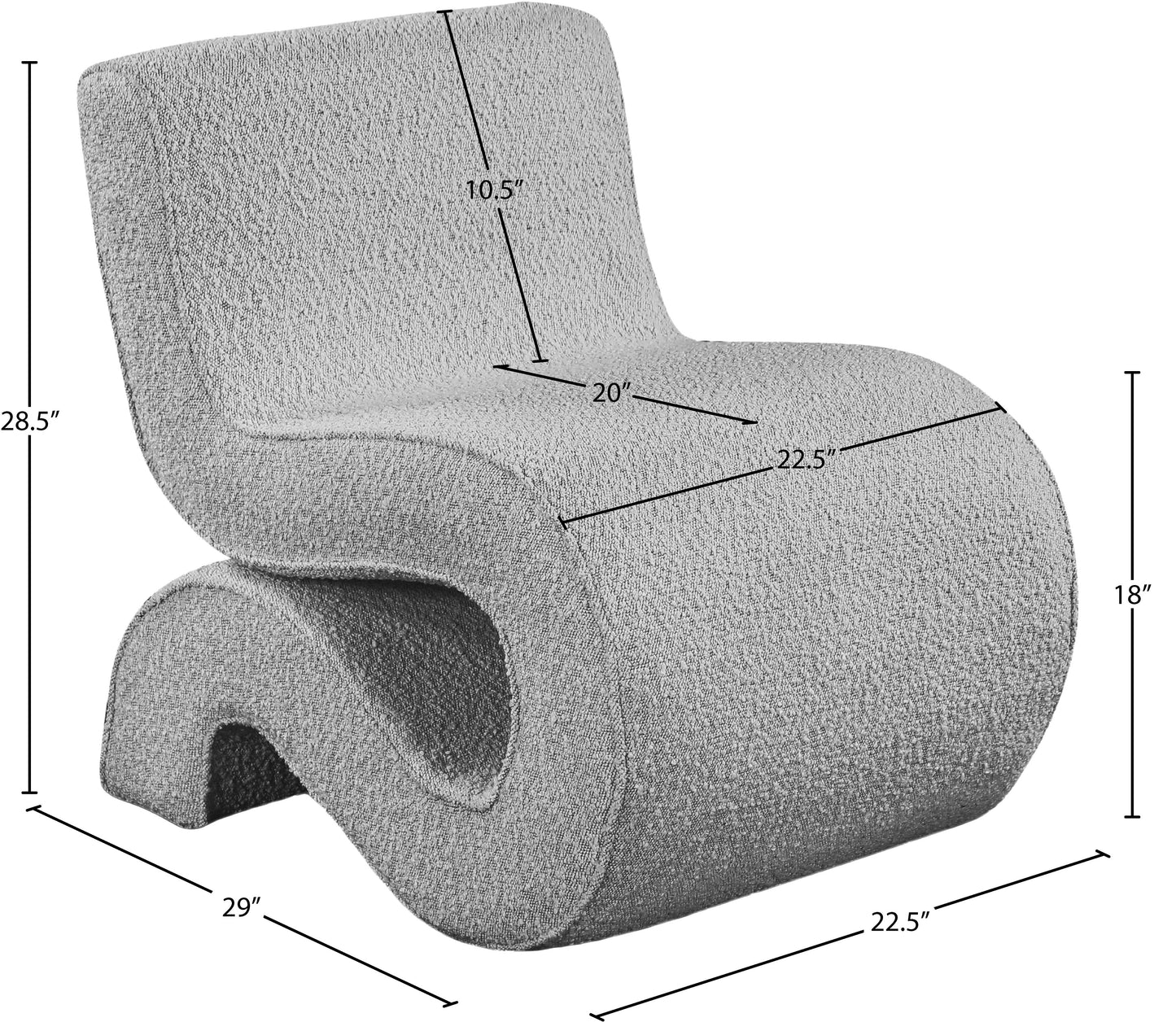 riley grey boucle fabric accent chair grey