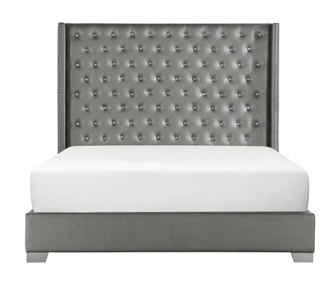 Dorset (2)UPHL PU QUEEN BED, SILVER