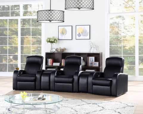 Ixora 5-piece Upholstered Home Theater SeatingBlack