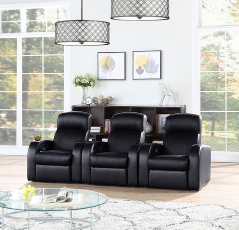 Ixora 3-piece Upholstered Home Theater SeatingBlack
