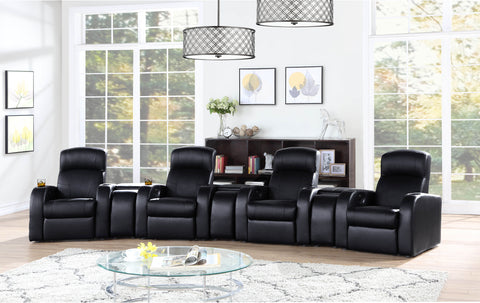Ixora 7-piece Upholstered Home Theater SeatingBlack