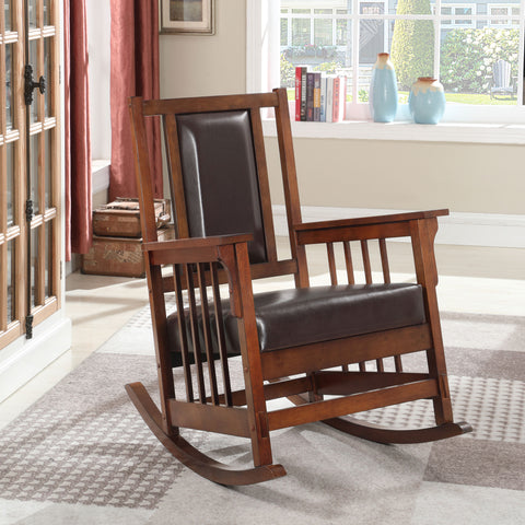 Alejo Upholstered Rocking Chair Tobacco and Dark BrownTobacco