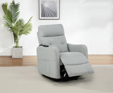 Aleisha Upholstered Power Lift Recliner Chair Light Grey