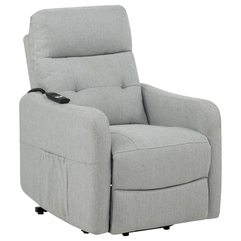 Aleisha Upholstered Power Lift Recliner Chair Light Grey