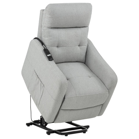 Aleisha Upholstered Power Lift Recliner Chair Light Grey