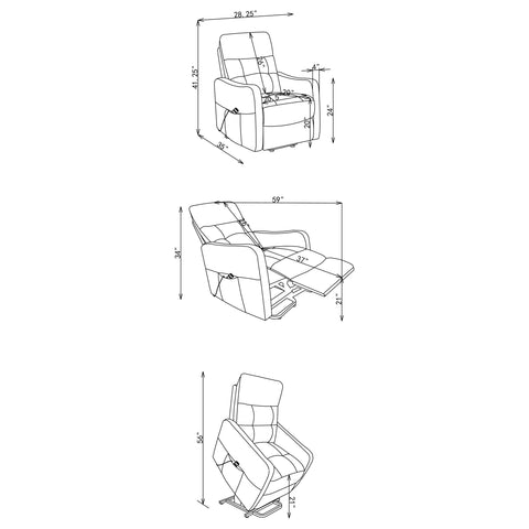Aleisha Upholstered Power Lift Recliner Chair Light Grey