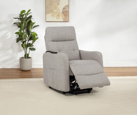 Aleisha Upholstered Power Lift Recliner Chair Taupe