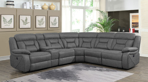 Kiara Upholstered Power Reclining Sectional Sofa GreyGrey