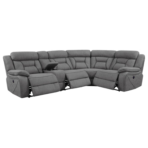 Kiara Upholstered Power Reclining Sectional Sofa GreyGrey
