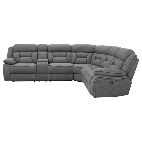 Kiara Upholstered Power Reclining Sectional Sofa GreyGrey