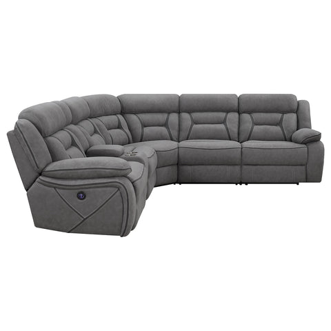 Kiara Upholstered Power Reclining Sectional Sofa GreyGrey