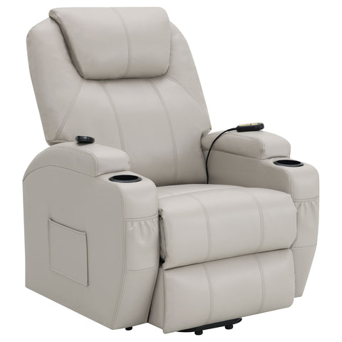 Dempsy Upholstered Power Lift Massage Recliner ChampagneChampagne