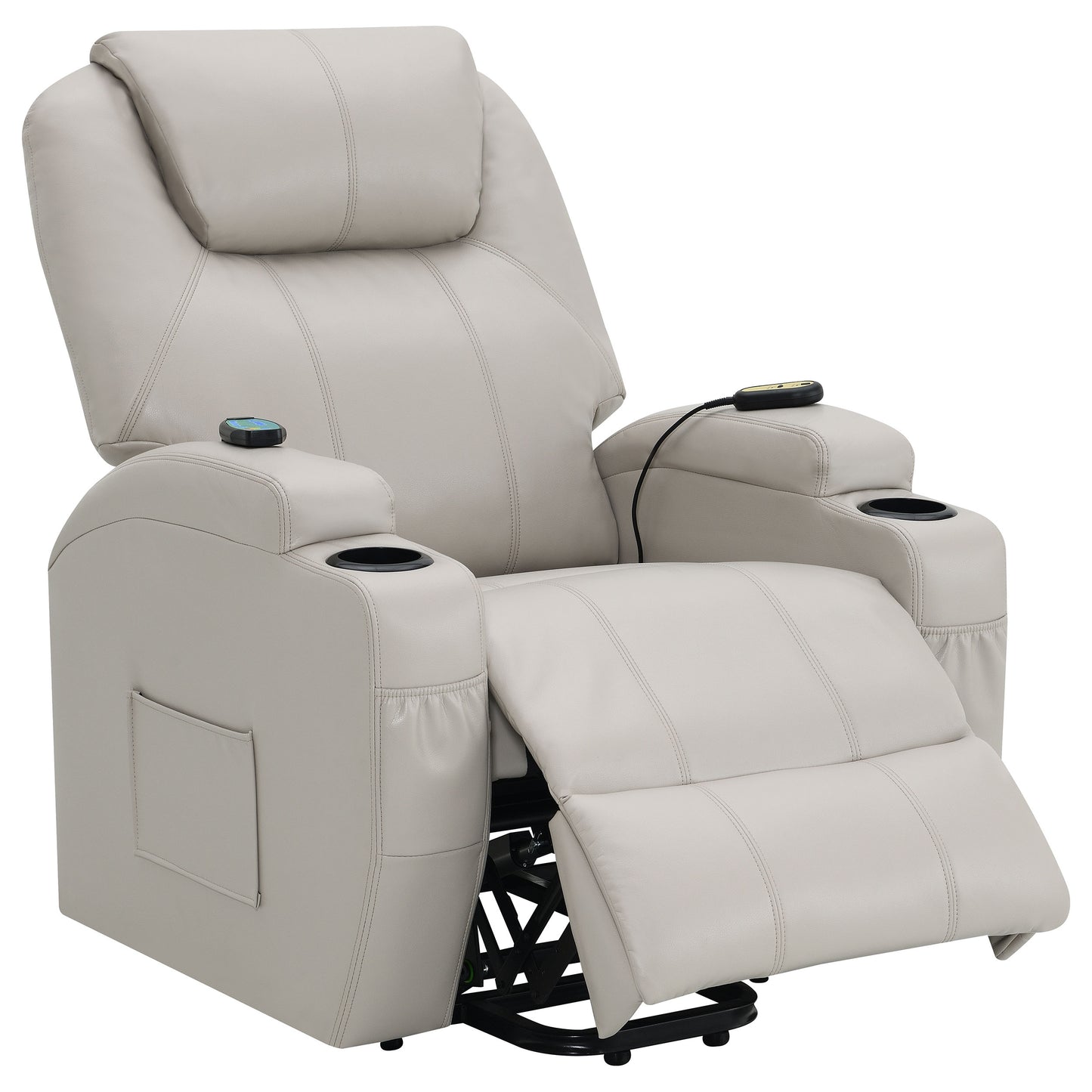 appledale upholstered power lift massage recliner champagne