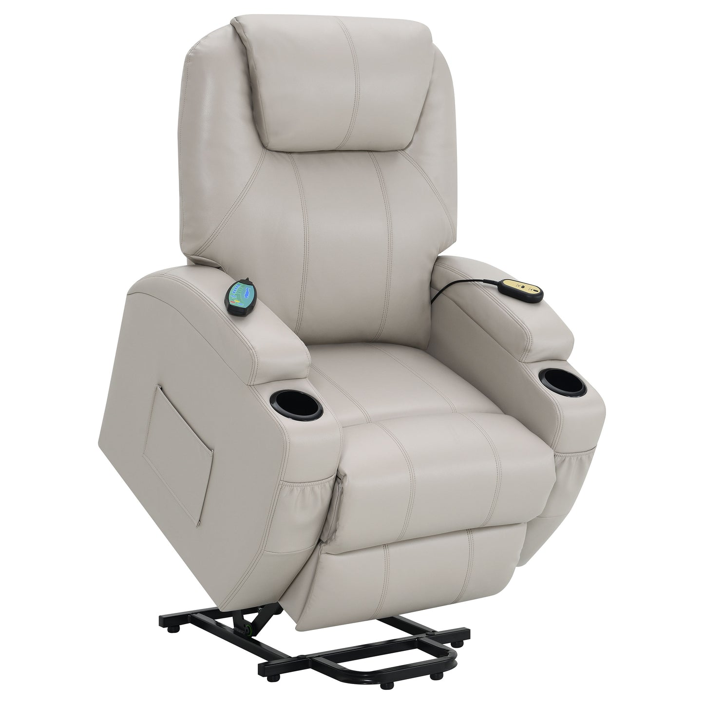 appledale upholstered power lift massage recliner champagne