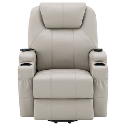 Appledale Upholstered Power Lift Massage Recliner Champagne