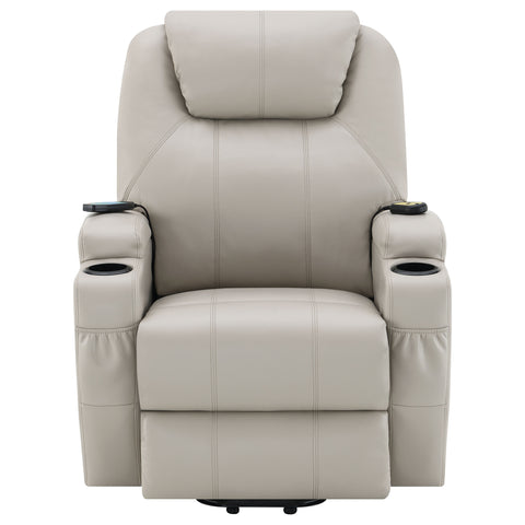 Dempsy Upholstered Power Lift Massage Recliner ChampagneChampagne
