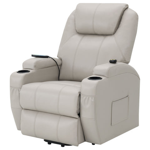 Dempsy Upholstered Power Lift Massage Recliner ChampagneChampagne