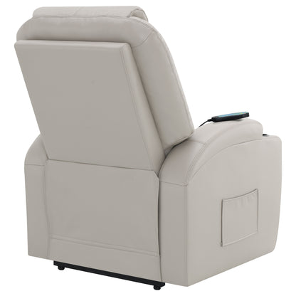 Appledale Upholstered Power Lift Massage Recliner Champagne