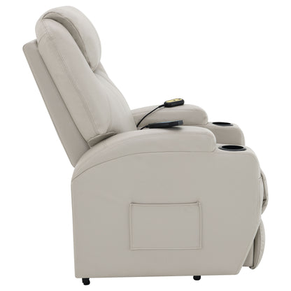 Appledale Upholstered Power Lift Massage Recliner Champagne