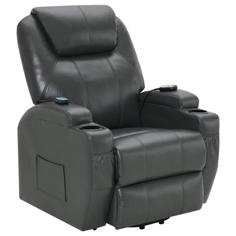 Dempsy Upholstered Power Lift Massage Recliner Charcoal GreyCharcoal Grey