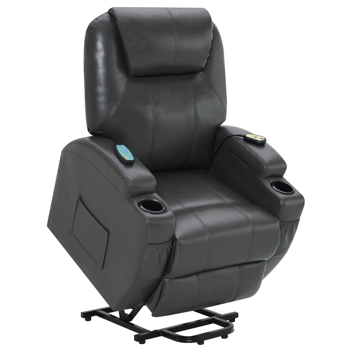 appledale upholstered power lift massage recliner charcoal grey