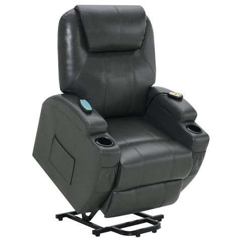 Dempsy Upholstered Power Lift Massage Recliner Charcoal GreyCharcoal Grey
