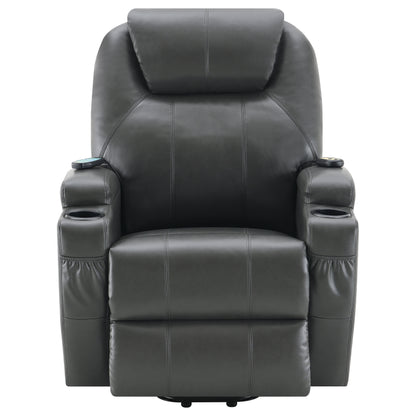 Appledale Upholstered Power Lift Massage Recliner Charcoal Grey