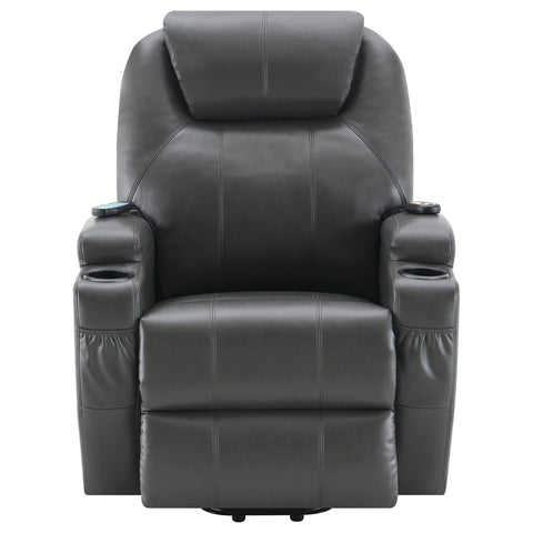 Dempsy Upholstered Power Lift Massage Recliner Charcoal GreyCharcoal Grey