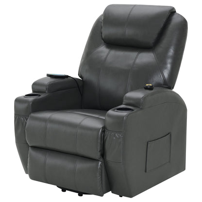 Appledale Upholstered Power Lift Massage Recliner Charcoal Grey