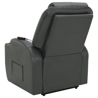 Appledale Upholstered Power Lift Massage Recliner Charcoal Grey