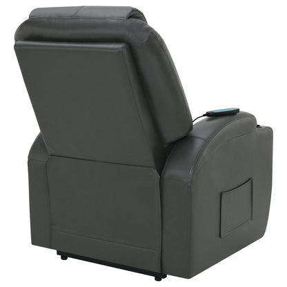 Appledale Upholstered Power Lift Massage Recliner Charcoal Grey