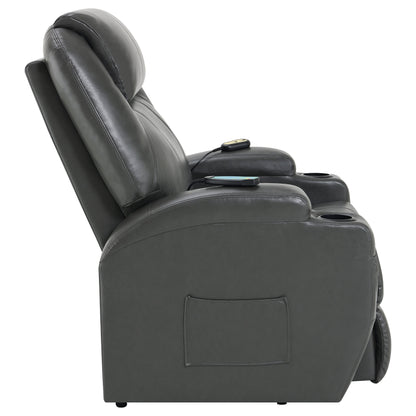 Appledale Upholstered Power Lift Massage Recliner Charcoal Grey