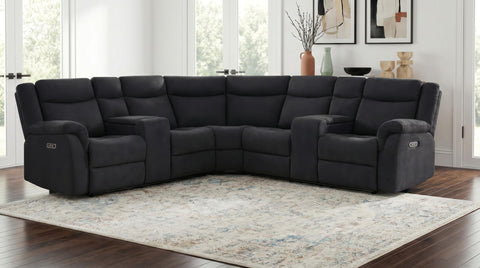 Pastrana Upholstered Power Reclining Sectional Sofa Steel Grey