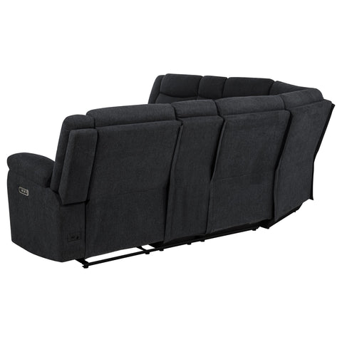 Pastrana Upholstered Power Reclining Sectional Sofa Steel Grey