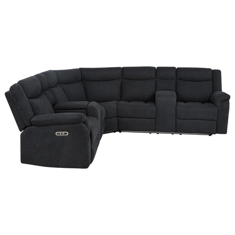 Pastrana Upholstered Power Reclining Sectional Sofa Steel Grey