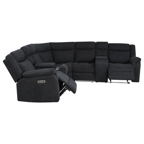 Pastrana Upholstered Power Reclining Sectional Sofa Steel Grey