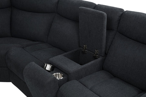 Pastrana Upholstered Power Reclining Sectional Sofa Steel Grey