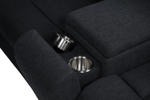 Pastrana Upholstered Power Reclining Sectional Sofa Steel Grey