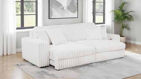 Laughton Corduroy Upholstered Dual Power Chaise Sofa Ivory