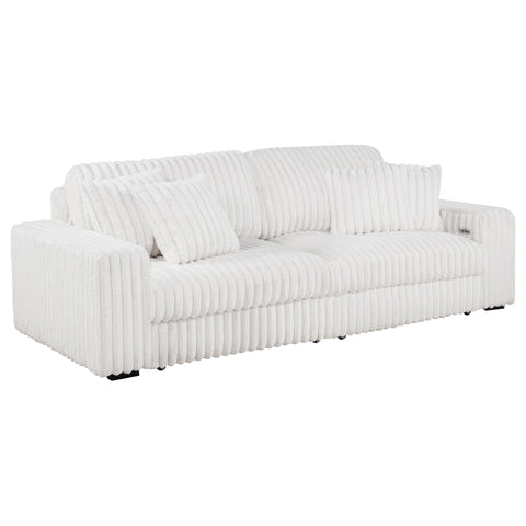 Laughton Corduroy Upholstered Dual Power Chaise Sofa Ivory