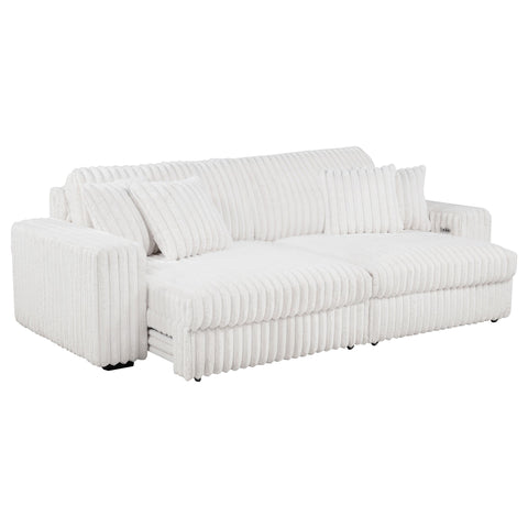 Laughton Corduroy Upholstered Dual Power Chaise Sofa Ivory