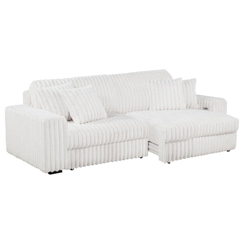 Laughton Corduroy Upholstered Dual Power Chaise Sofa Ivory