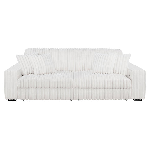 Laughton Corduroy Upholstered Dual Power Chaise Sofa Ivory