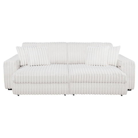 Laughton Corduroy Upholstered Dual Power Chaise Sofa Ivory