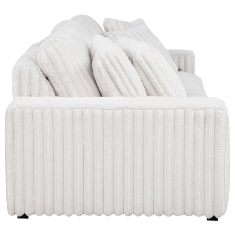 Laughton Corduroy Upholstered Dual Power Chaise Sofa Ivory