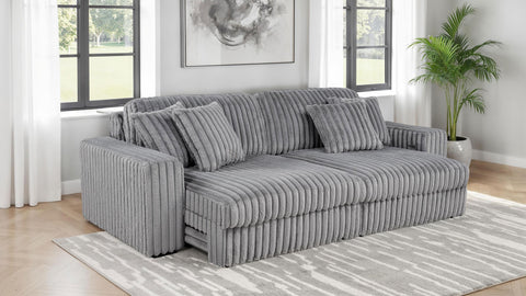 Laughton Corduroy Upholstered Dual Power Chaise Sofa Grey