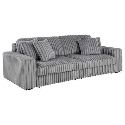 Laughton Corduroy Upholstered Dual Power Chaise Sofa Grey