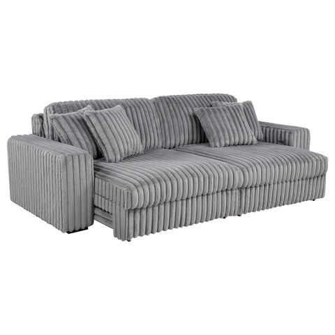 Laughton Corduroy Upholstered Dual Power Chaise Sofa Grey