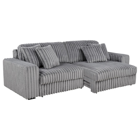 Laughton Corduroy Upholstered Dual Power Chaise Sofa Grey