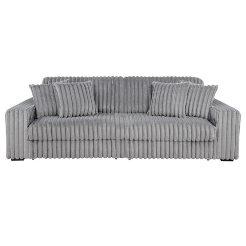 Laughton Corduroy Upholstered Dual Power Chaise Sofa Grey